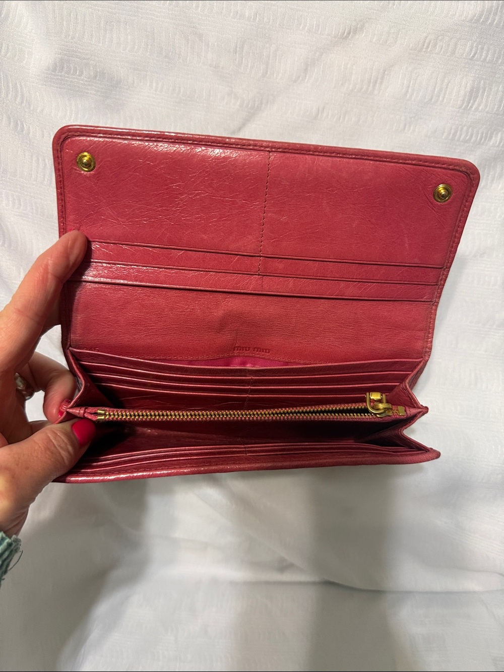 Miu Miu Pink Contental Leather Wallet Clutch - Picture 7 of 15